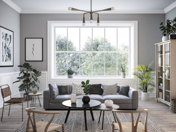 istock Modern scandinavian living room interior - 3d render 962158098