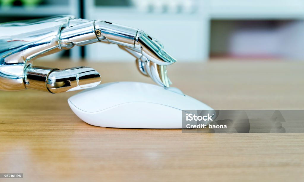 Computer Mouse Robot Robots Hand Using Computer Mouse Stock Photo - Download Image Now ...
