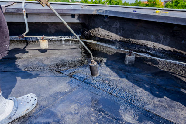 istock Roofing installation resin with propane blowtorch using a gas burner 962161344