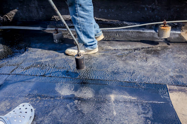 istock Roofing installation resin with propane blowtorch using a gas burner 962161394
