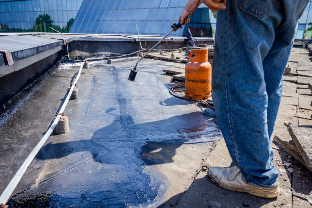 istock Roofing installation resin with propane blowtorch using a gas burner 962161910