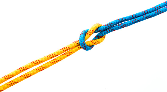 Reef knot on white background.