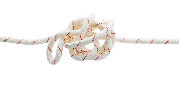 knotted rope on white background - nylon strings imagens e fotografias de stock