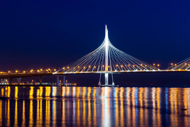 istock Cable-stayed bridge of Western high-speed diameter 962163226