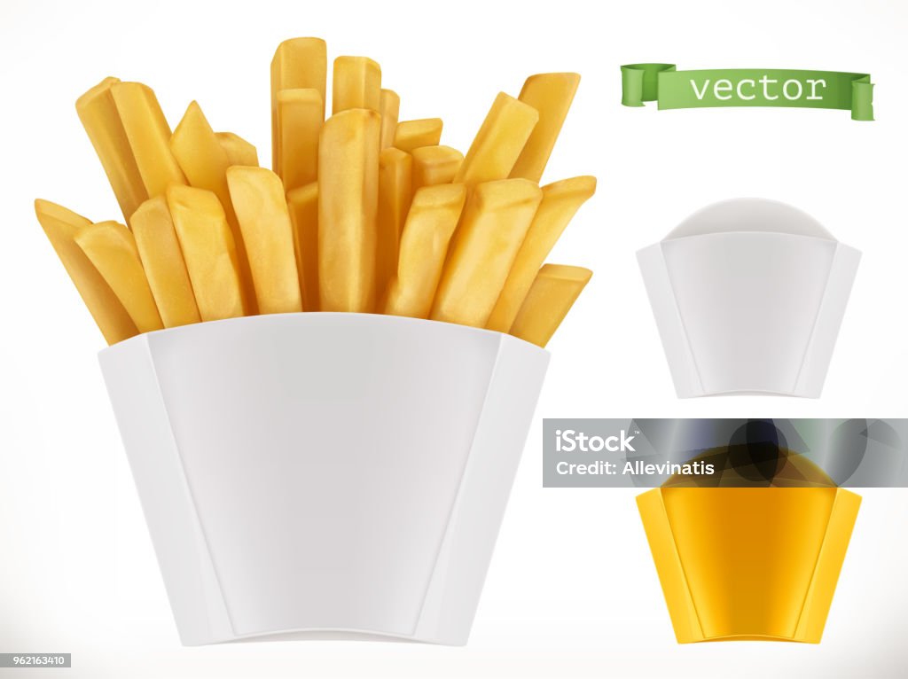 Potato. French fries. 3d realistic vector icon French Fries stock vector