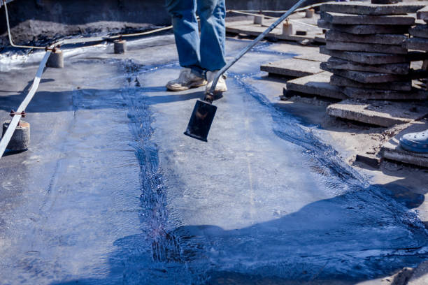 istock Roofing installation resin with propane blowtorch using a gas burner 962167484