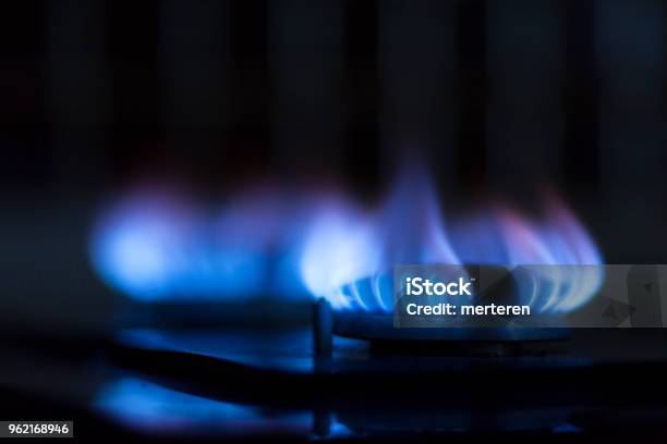 Shale Gas Stove As A Blue Fire Stock Photo - Download Image Now - Natural Gas, Flame, Cooking