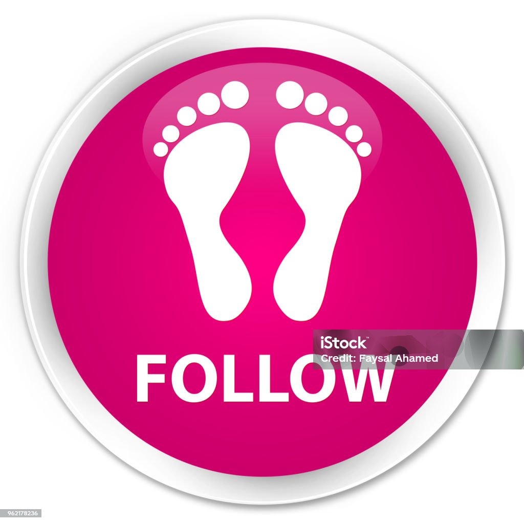 Pink Following Icon Follow Premium Pink Round Button Stock Illustration - Download Image ...