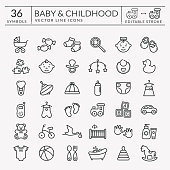 istock Baby outline icons. Editable stroke. Vector set. 962186754