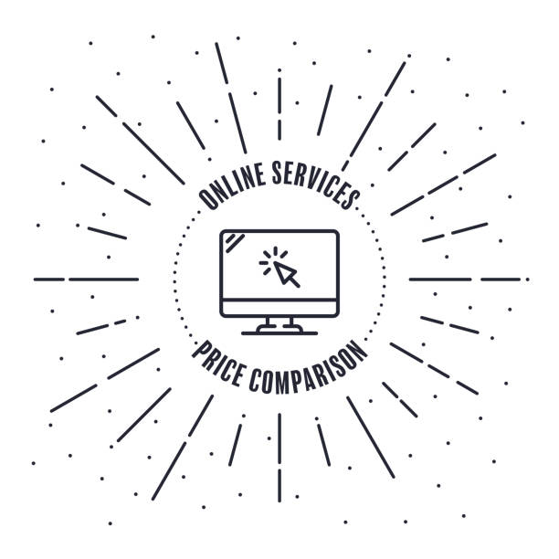 Online services related retro badge style vector illustration.