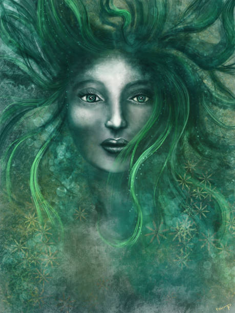 istock Magical woman with green hair - Digital Painting 962187692