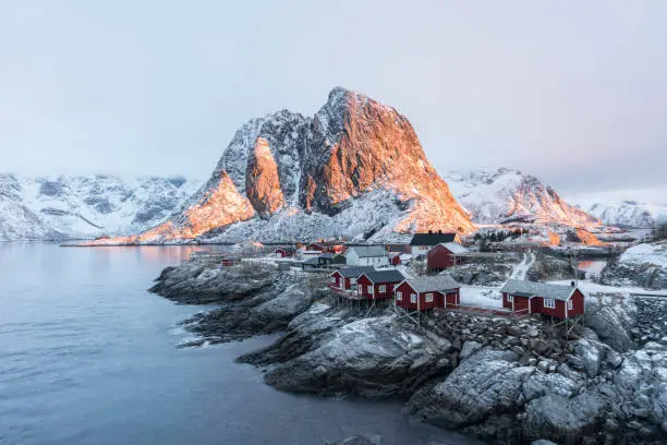 Photo of Stunning view of Hamnoy Village with sunrise time one of the most beautiful scene in Lofoten Norway / Landscape photography