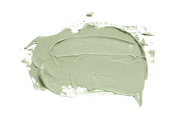 istock Blue clay facial mask smear on white isolated background 962191000