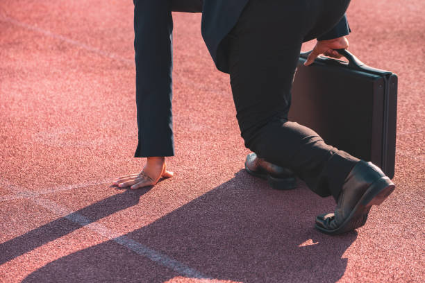 istock A businessman on a track ready for race in business 962192318