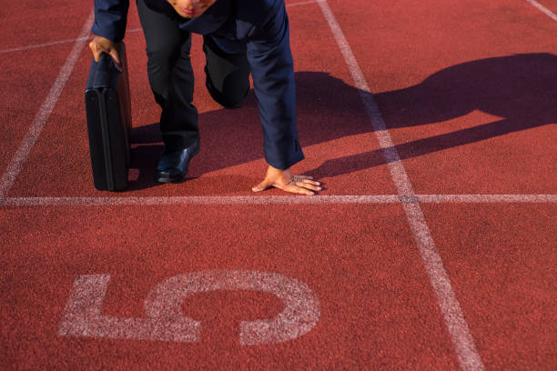 istock A businessman on a track ready for race in business 962192572