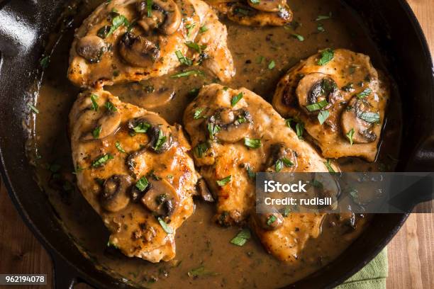 Chicken Marsala Stock Photo - Download Image Now - Chicken Meat, Edible Mushroom, Meal
