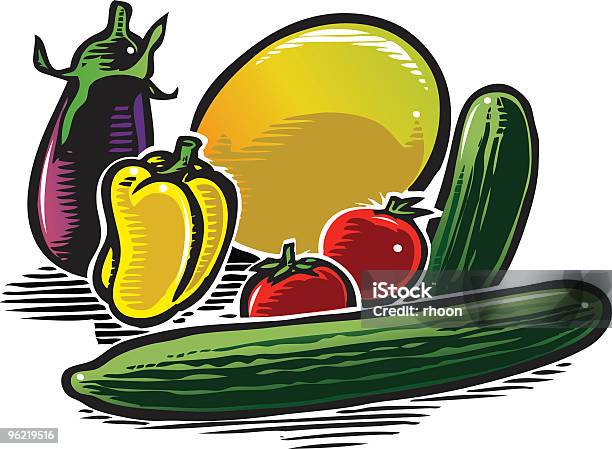 Ilustración de Frutas y más Vectores Libres de Derechos de Alimento - Alimento, Berenjena - Vegetal, Calabacín