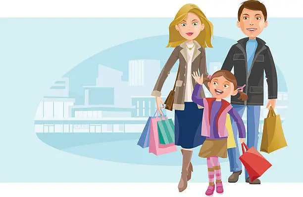 Vector illustration of Family shopping