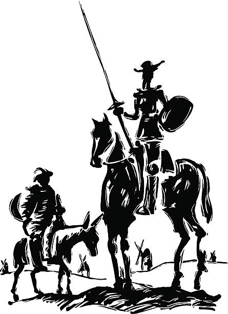 bildbanksillustrationer, clip art samt tecknat material och ikoner med don quixote - kavallerist människoroller