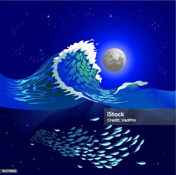 Ilustración de De La Noche Al Mar y más Vectores Libres de Derechos de Maremoto - Maremoto, Ola, Agua