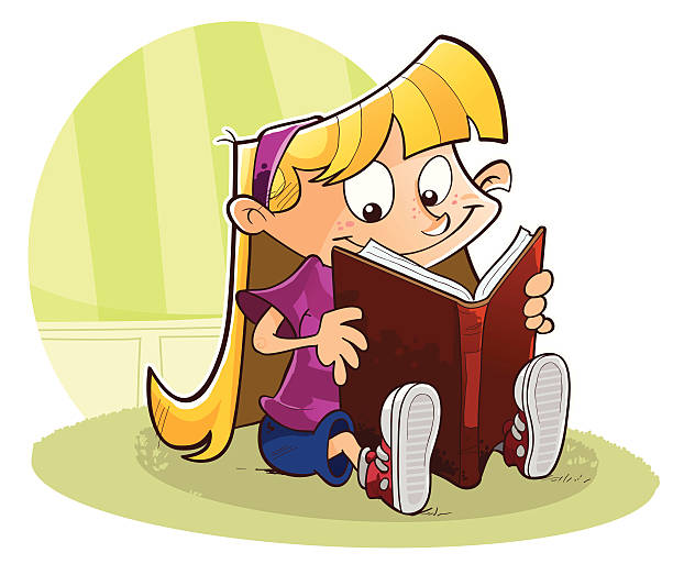 Girl Reading Book vector art illustration