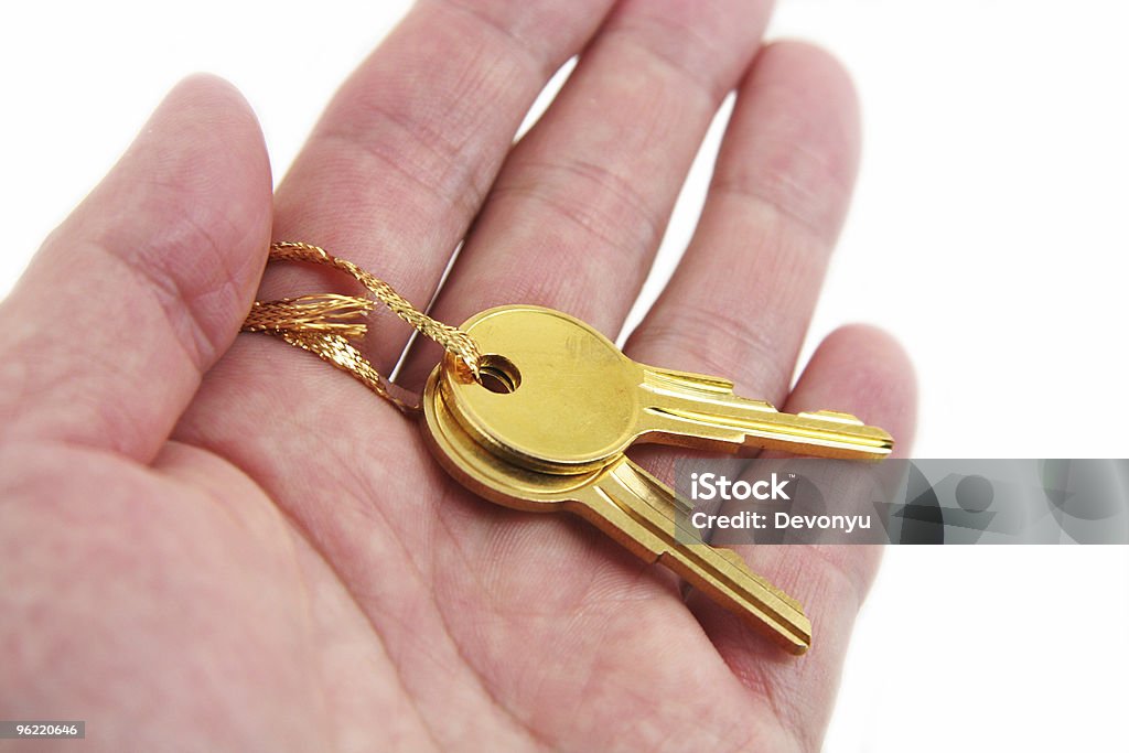 Main tenir golden key - Photo de Affaires libre de droits