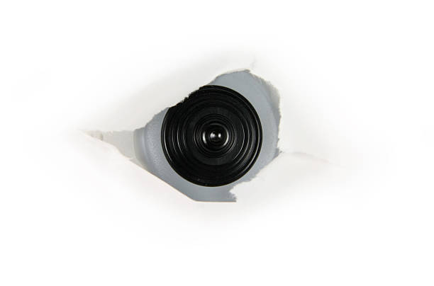 Camera lens with red backlight. Optics