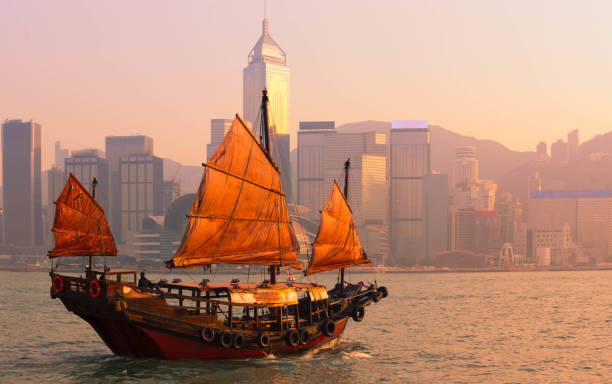Hong Kong harbour,Modern office building