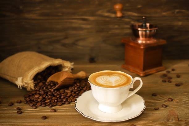 istock Hot coffee latte with coffee beans 962230422