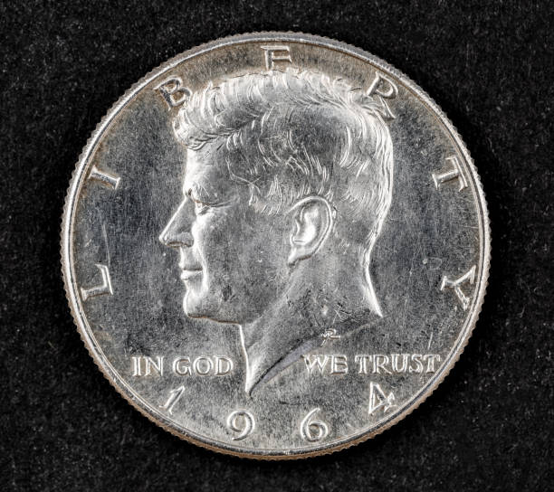 Silver half dollar coin of john Fitzgerald kennedy Silver half dollar coin of john Fitzgerald kennedy 1964 1964 stock pictures, royalty-free photos & images