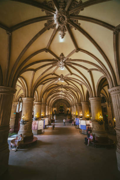 vue intérieure de la célèbre belle rathaus mairie bâtiment. hambourg, allemagne - hamburg town hall photos et images de collection