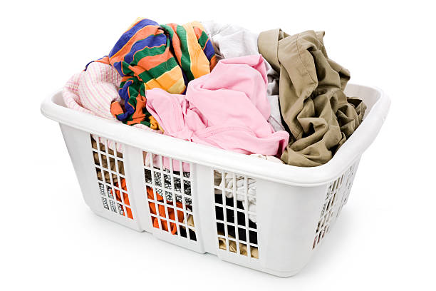 istock laundry basket and dirty clothing 96224681