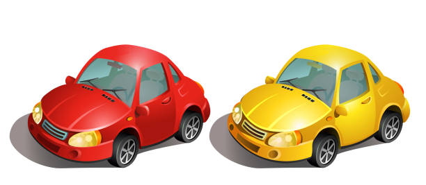 istock Set of colored modern cars isolated on white background. 962251188