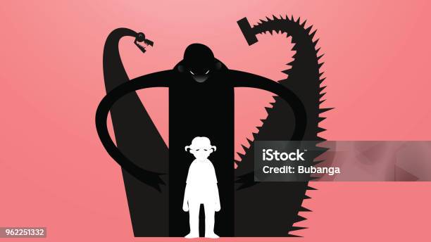 Vector Drawing Of A Sad Depressed Girl Surrounded By Three Monsters Which Are Bullying Illustration Stock Illustration - Download Image Now