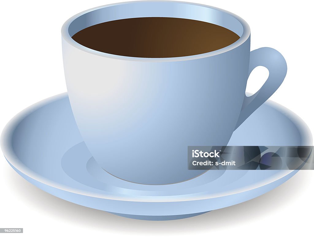 Tasse Kaffee auf weißem Hintergrund. - Lizenzfrei Blau Vektorgrafik