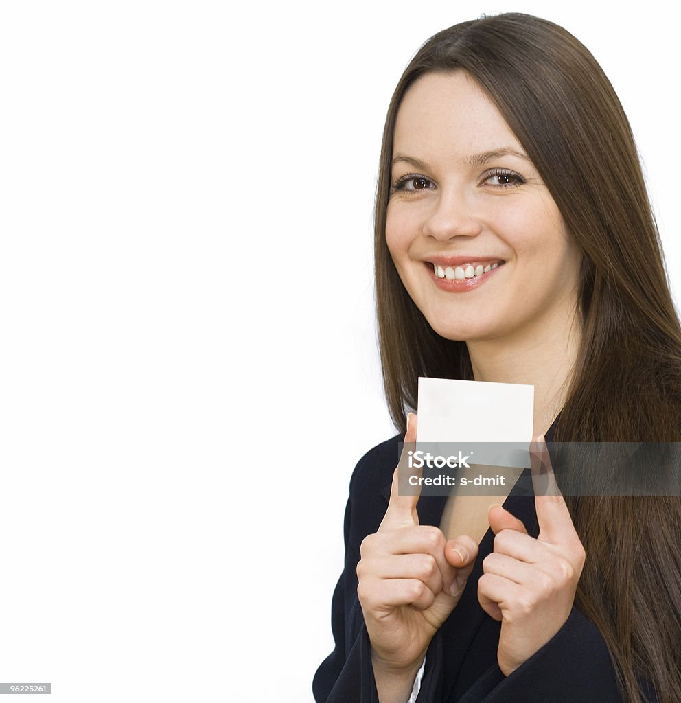 Jovem mulher sorridente com cartão - Royalty-free Adulto Foto de stock