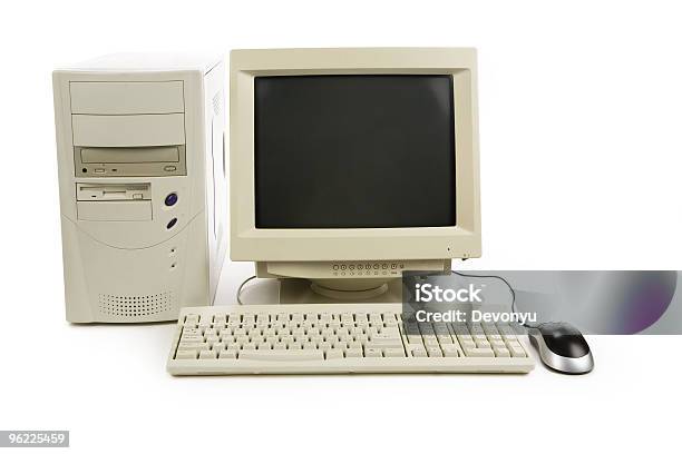 Old Desktop Computer With Mouse Stock Photo - Download Image Now - Old, Desktop PC, Computer