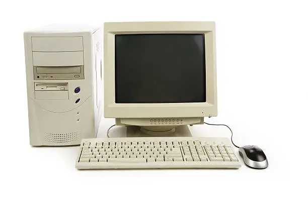 Photo of Old desktop computer with mouse