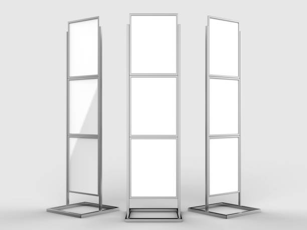 Free Standing Poster Display Holder Metal Stand. 3d Render Illustration.