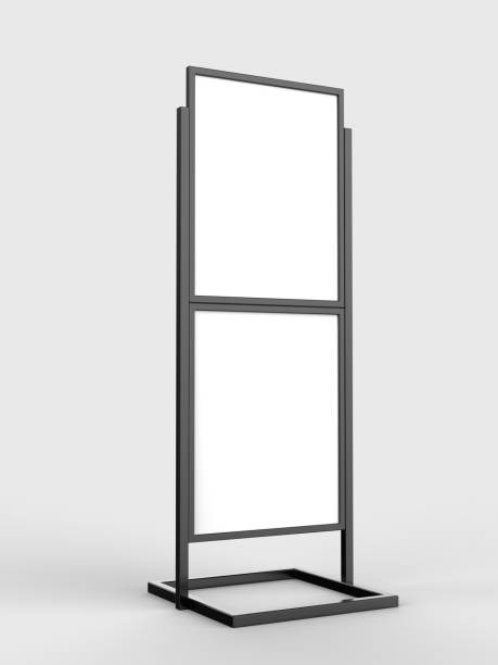 istock Free Standing Poster Display Holder Metal Stand. 3d Render Illustration. 962258584