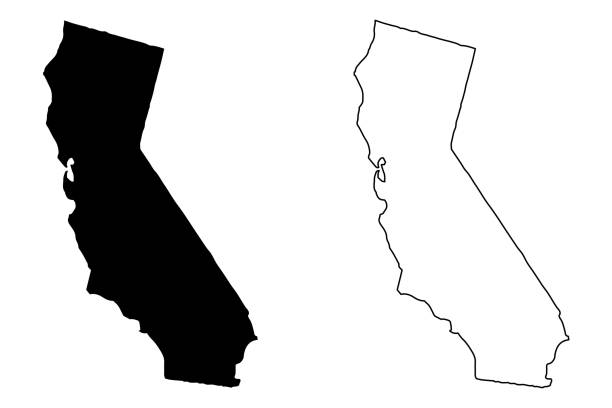california harita vektör - kaliforniya illüstrasyonlar stock illustrations