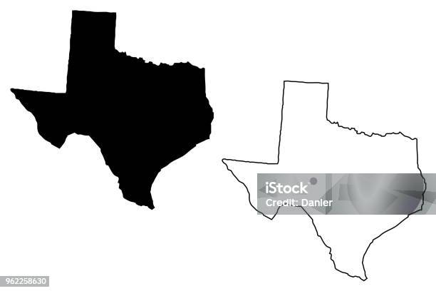 Vettore Mappa Texas - Immagini vettoriali stock e altre immagini di Texas - Texas, Carta geografica, Vettoriale