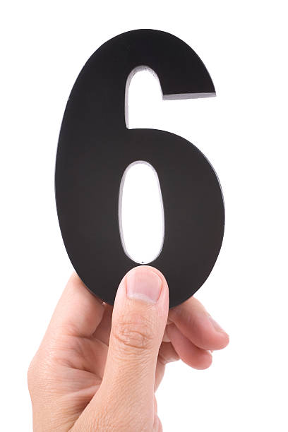 istock A hand holding up a large black number six 96226175