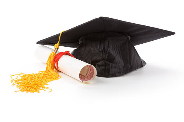 istock Black mortarboard with diploma on the side 96226425
