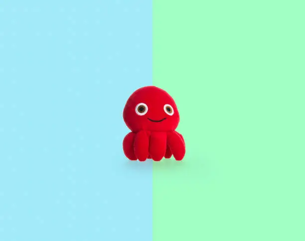 Photo of toy or octopus soft toy on the background