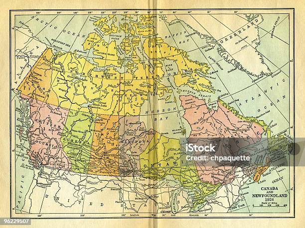 Vintage Map Of Canada Stock Photo - Download Image Now - Map, Canada, Ontario - Canada