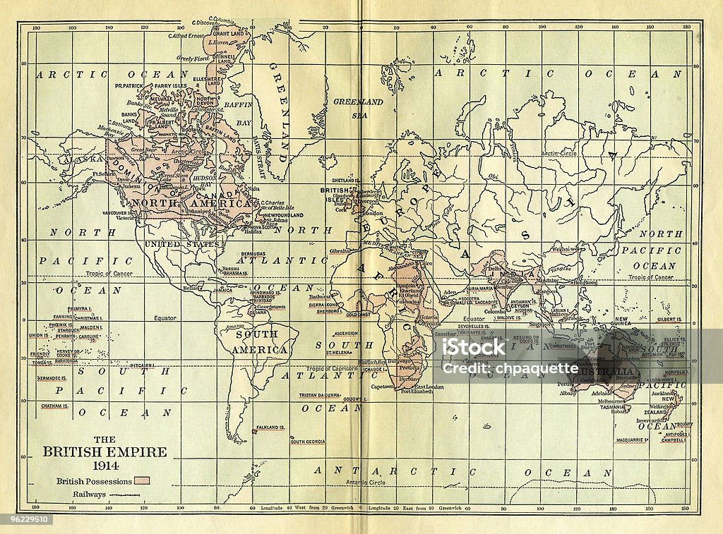 Vintage Mapa do império britânico - Foto de stock de Império Britânico royalty-free