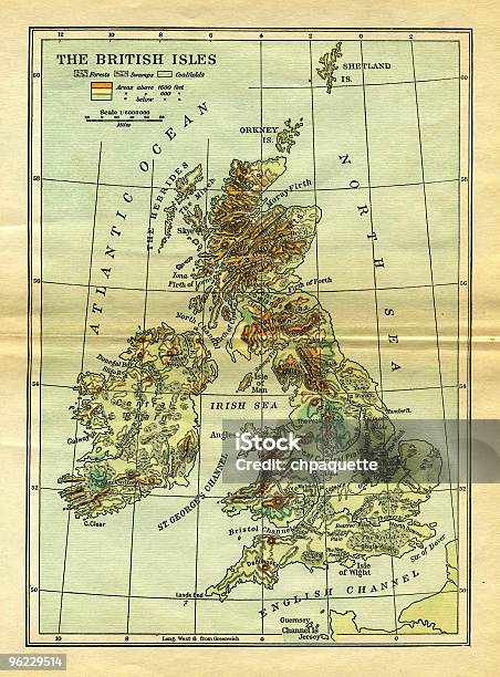 The British Isles Stock Photo - Download Image Now - Map, Cartography, Color Image