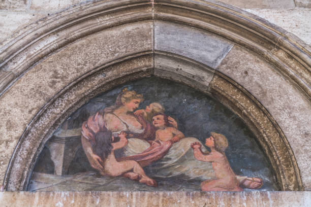 Old painting on the wall of a Old Town in Dubrovnik, Croatia