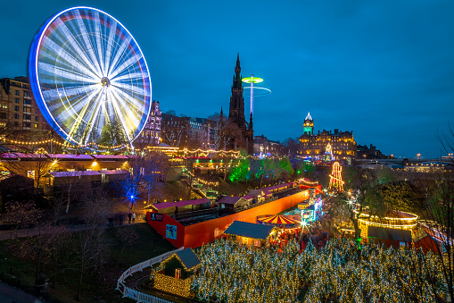 A view overlooking the Christmas Market in Edinburgh